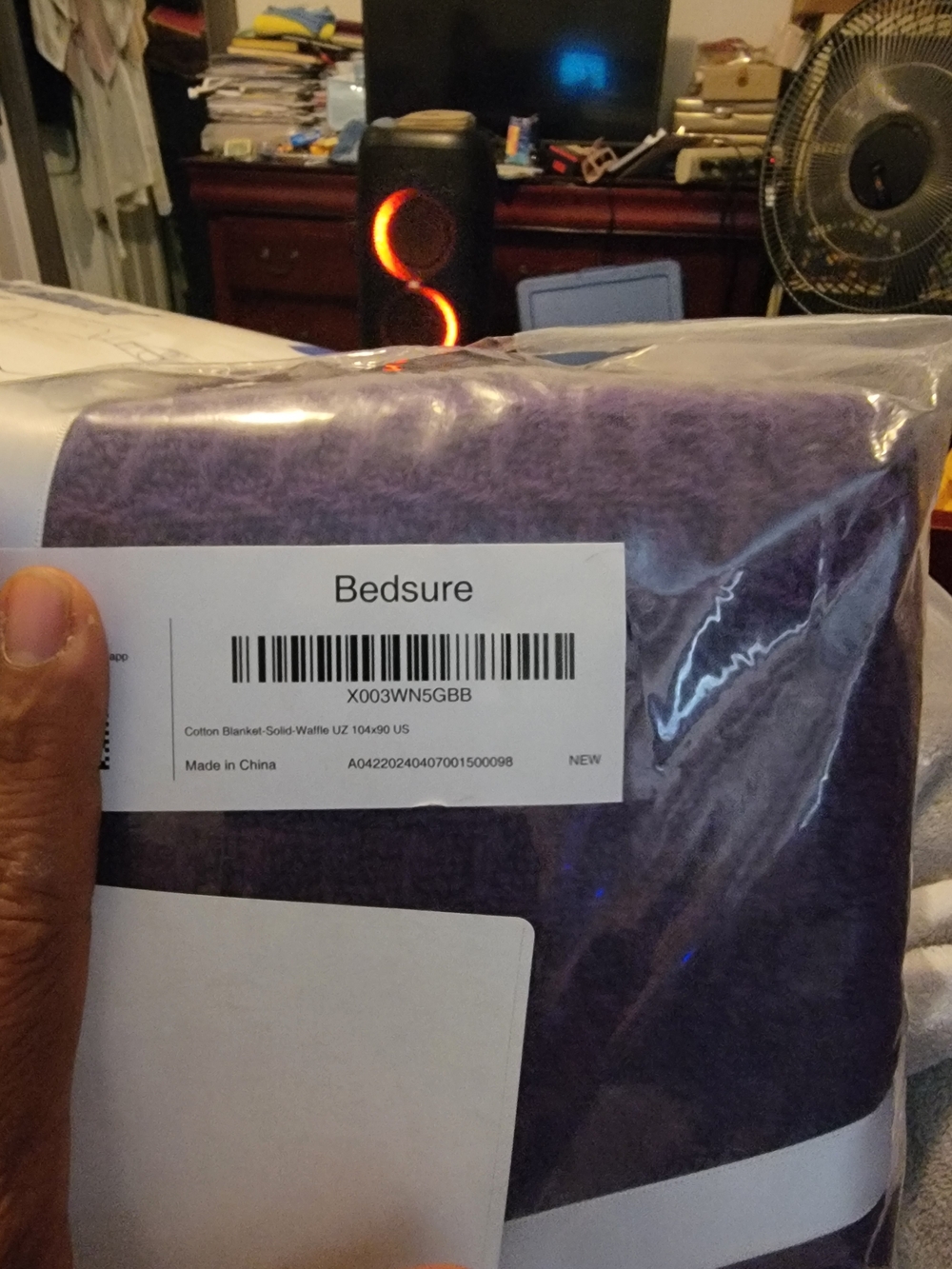 Bedsure Purple Cotton Waffle Blanket - Lightweight Cozy Throw